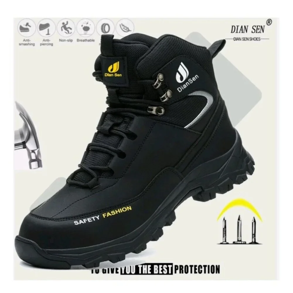 Mens Steel Toe Work Boots Size 10/44 Comfortable Slip Resistant Indestructible
